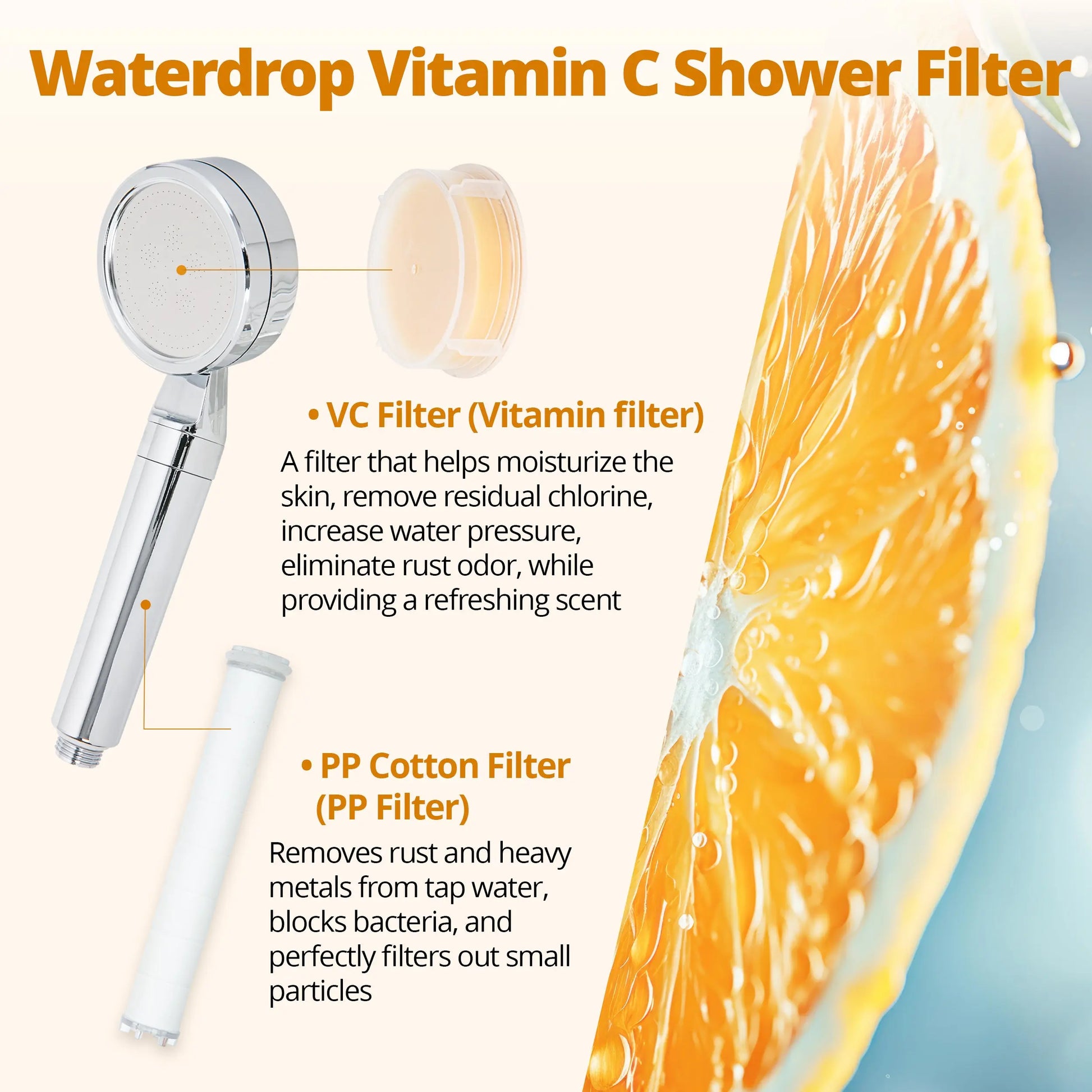 Vitamin C & PP Filter Shower Head – Dual-Filter for Pure, Hydrating Showers.